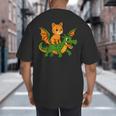 Orange Cat Dragon Riding Animal Lover Mom Dad Kids Big And Tall Men's T-Shirt Back Print