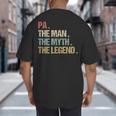 Pa The Man Myth Legend Shirt Father Dad Big And Tall Men's T-Shirt Back Print