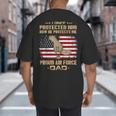 Now He Protects Me USAF Dad Proud Air Force Dad T-Shirt Big And Tall Men's T-Shirt Back Print