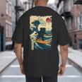 Pug Japanese Kanagawa Wave Surfing Japan Mom Dad Kids Big And Tall Men's T-Shirt Back Print
