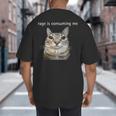 Rage Is Consuming Me Silly Staring Cat Meme Dad Mom Big And Tall Men's T-Shirt Back Print