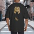 Scottish Fold Cat Pocket Cat Mom Cat Dad Cat Lover Big And Tall Men's T-Shirt Back Print