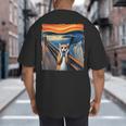 The Scream Cat Parody For Kitty Cat Lover Cat Mom Cat Dad Big And Tall Men's T-Shirt Back Print