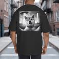 Shiba Inu Dog Dad Mom Graphic Selfie UFOs Weird Aliens Big And Tall Men's T-Shirt Back Print
