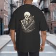 Skeleton Hugging Cat Halloween Cat Lover Cat Mom Dad Big And Tall Men's T-Shirt Back Print