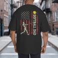 Softball Dad US Flag For Dad Men Patriotic Fathers Day Big And Tall Men's T-Shirt Back Print