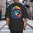 Space Cat Mom Cat Dad Men Women Kids Astronaut Space Big And Tall Men's T-Shirt Back Print