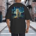 Van Gogh Starry Night Cat For Cat Lover Cat Mom And Cat Dad Big And Tall Men's T-Shirt Back Print