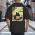 Vintage Japanese Cat Book Lovers Librarian Cat Dad Teacher Big And Tall Men's T-Shirt Back Print