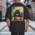 Vintage Japanese Cat Ramen Cat Dad Retro Graphic Women Big And Tall Men's T-Shirt Back Print