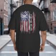 Vintage USA Flag Proud Swimming Dad Swim Swimmer Silhouette Big And Tall Men's T-Shirt Back Print
