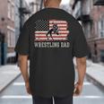 Wrestling Dad US Flag Fathers Day Retro Wrestling Fans Big And Tall Men's T-Shirt Back Print