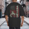 Wrestling US Flag Dad Wrestler Patriotic 4th Of July Big And Tall Men's T-Shirt Back Print