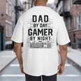 Dad By Day Gamer By Night Father's Day Gaming Big And Tall Men's T-Shirt Back Print