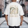 Don't Be A Dumb Bass Fish Camo American Flag Dad Jokes Big And Tall Men's T-Shirt Back Print