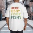 Fishing Here-Fishy Bass Fish Dad Big And Tall Men's T-Shirt Back Print Fishing Here-Fishy Bass Fish Dad Big And Tall Men's T-Shirt Back Print