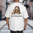 I'm Telling Dad Jesus Wearing Sunglasses Christian Fathers Big And Tall Men's T-Shirt Back Print I'm Telling Dad Jesus Wearing Sunglasses Christian Fathers Big And Tall Men's T-Shirt Back Print