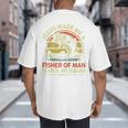 Jesus Made Fisher Man Christian Fishing Bass Fish Dad Big And Tall Men's T-Shirt Back Print