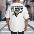 Mallard Duck Hunting Camo Easily Distracted Duck Dad Big And Tall Men's T-Shirt Back Print