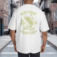 Men Here-Fishy Bass Fish Dad Fishing From Daughter Son Big And Tall Men's T-Shirt Back Print