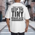 New Dad Est Keep Tiny Human Alive First Time Father's Day Big And Tall Men's T-Shirt Back Print
