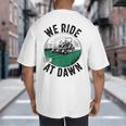 We Ride At Dawn Lawn Mower Zero-Turn Dad Mowing Big And Tall Men's T-Shirt Back Print