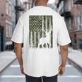 US Flag Deer Elk Buck Camoflage Hunting Hunter Dad Grandpa Big And Tall Men's T-Shirt Back Print