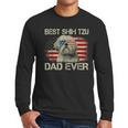 Best Shih Tzu Dad Ever Tshirt Dog Lover American Flag Men Long Sleeve T-Shirt
