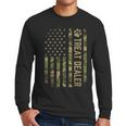 Camo Cat Treat Dealer American Flag US Cat Dad 4th Of July For Men Women Men Long Sleeve T-Shirt