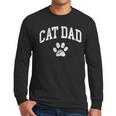 Cat Dad Vintage Distressed Cat Paw Men Long Sleeve T-Shirt