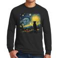 Cat Starry Night Van Gogh Cat For Cat Lover Cat Mom Cat Dad Men Long Sleeve T-Shirt