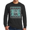 Cheer Dad Daddy Bow Sport Cheerleader Cheerleading Teal Blue Men Long Sleeve T-Shirt