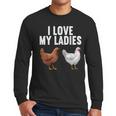 Cool Chicken Art For Men Women Dad Rooster Chicken Farmer Men Long Sleeve T-Shirt