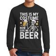 This Is My Costume Give Me A Beer Shirt Men Dad Halloween Men Long Sleeve T-Shirt