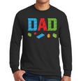 Dad Master Builder Building Bricks Blocks Family Set Parents Small Men Long Sleeve T-Shirt
