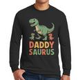 Daddy Saurus Dinosaur Dad Of Two Kids Dino Family Men Long Sleeve T-Shirt