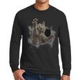 Grey Cat Torn Cloth Cat Dad Cat Mom Cat Lover Men Long Sleeve T-Shirt