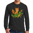 Orange Cat Dragon Riding Animal Lover Mom Dad Kids Men Long Sleeve T-Shirt
