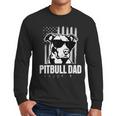 Pitbull Dad Men Pitbull Lover For Dog Dad American Flag Men Long Sleeve T-Shirt