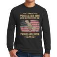 Now He Protects Me USAF Dad Proud Air Force Dad T-Shirt Men Long Sleeve T-Shirt