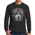 Proud Husky Dad American Flag Patriotic Husky Dad Men Long Sleeve T-Shirt