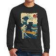 Pug Japanese Kanagawa Wave Surfing Japan Mom Dad Kids Men Long Sleeve T-Shirt