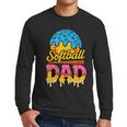 Retro Ice Cream Drip Softball Dad Game Day Dad Father's Day Men Long Sleeve T-Shirt