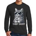 Tabby Daddy Cat Dad Graphic Grey Tabby Cat Lover Men Long Sleeve T-Shirt