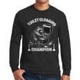 Toilet Clogging Champion Dad Joke Raccoon Trash Panda Men Long Sleeve T-Shirt