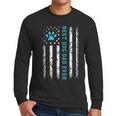 USA Flag Best Dog Dad Ever American Puppy Lover Paw Men Long Sleeve T-Shirt