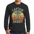 Vintage Captain Daddy Boat Pontoon Dad Fishing Sailor Anchor Men Long Sleeve T-Shirt