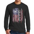 Vintage USA Flag Proud Swimming Dad Swim Swimmer Silhouette Men Long Sleeve T-Shirt