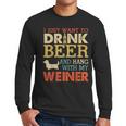 Weiner Dachshund Dad Drink Beer Hang With Dog Vintage Men Long Sleeve T-Shirt