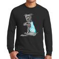 Women Dog Pitbull I Love Dad Tattoo Men Long Sleeve T-Shirt
